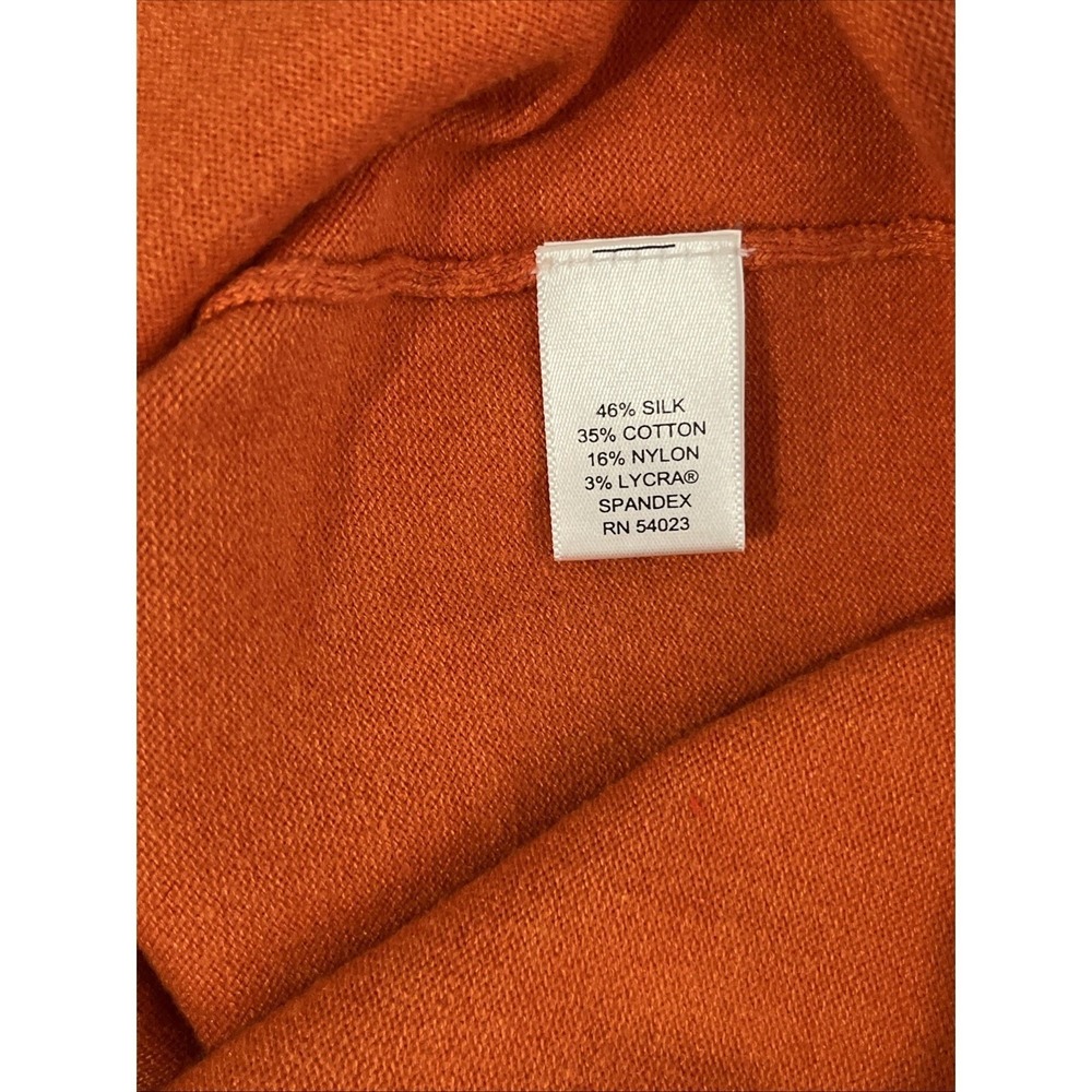 Banana Republic Sweater Mens L Burnt Orange Silk Blend Quarter Zip Mock Neck - Picture 4 of 7